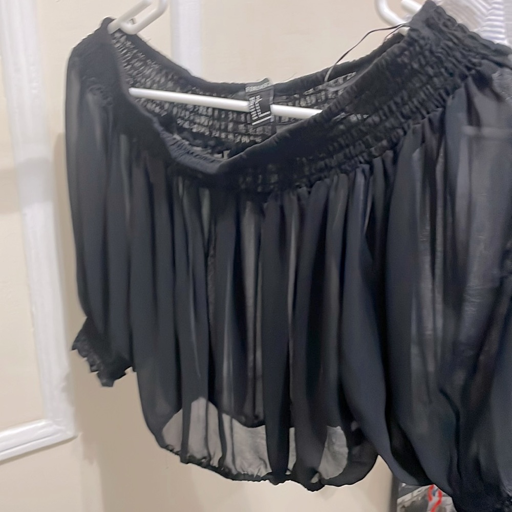 See-through black crop top